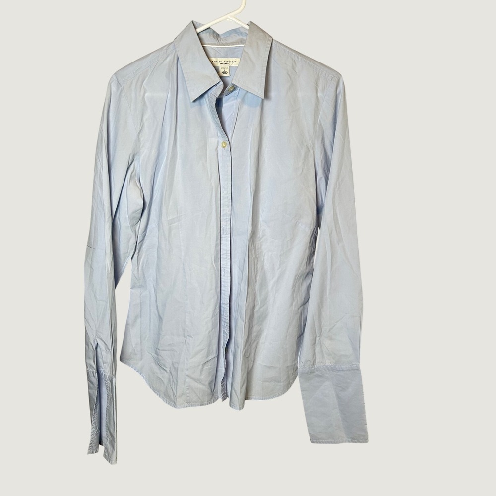 Banana Republic Tailored Button Down Women's Large Light Blue Long Sleeve Shirt